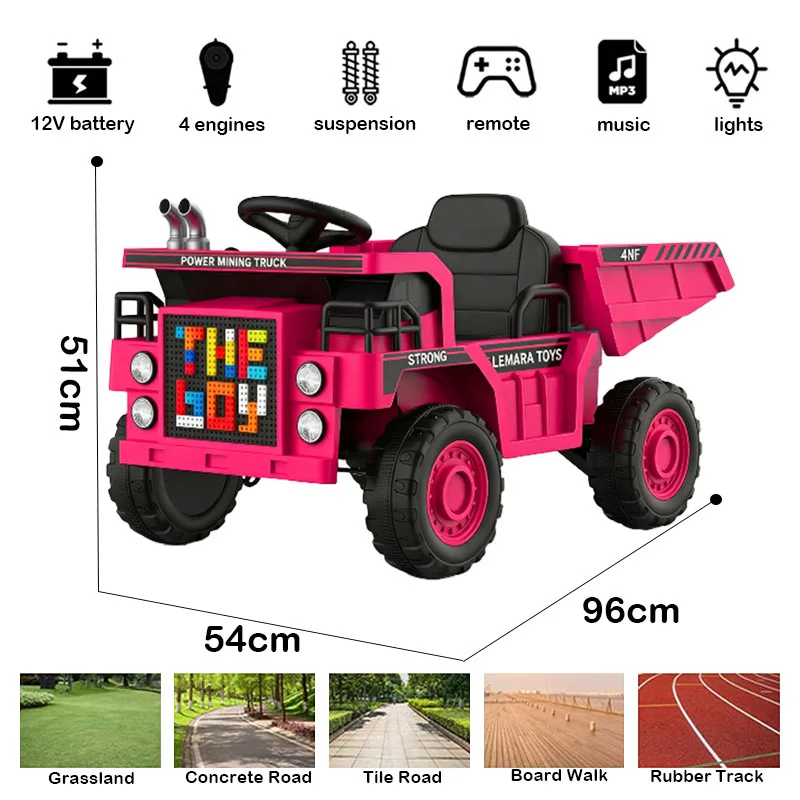 12V Kids Electric RC Car Excavator Truck Ride-On Car
