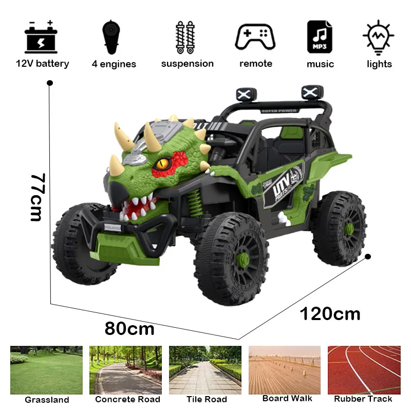 Kids Electric Car 12V Ride on UTV Dinosaur Car