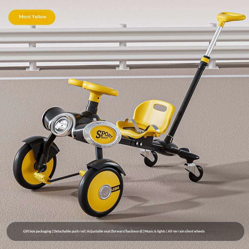 Kids Pedal Drift Car with Push Handle 4 Wheels Go Kart