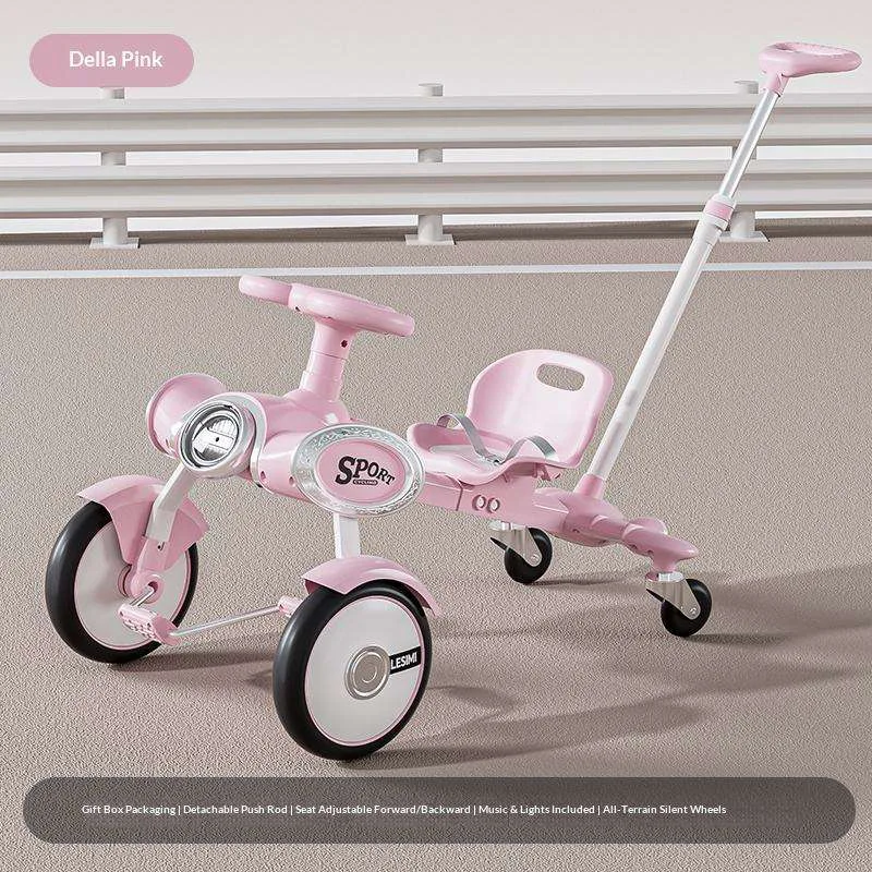 Kids Pedal Drift Car with Push Handle 4 Wheels Go Kart