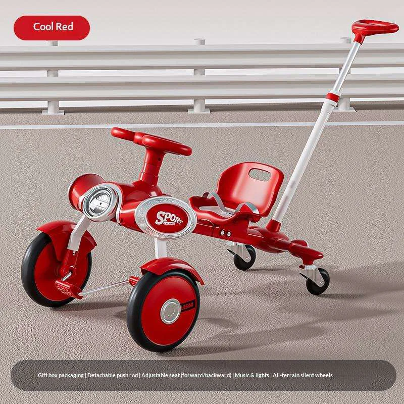 Kids Pedal Drift Car with Push Handle 4 Wheels Go Kart